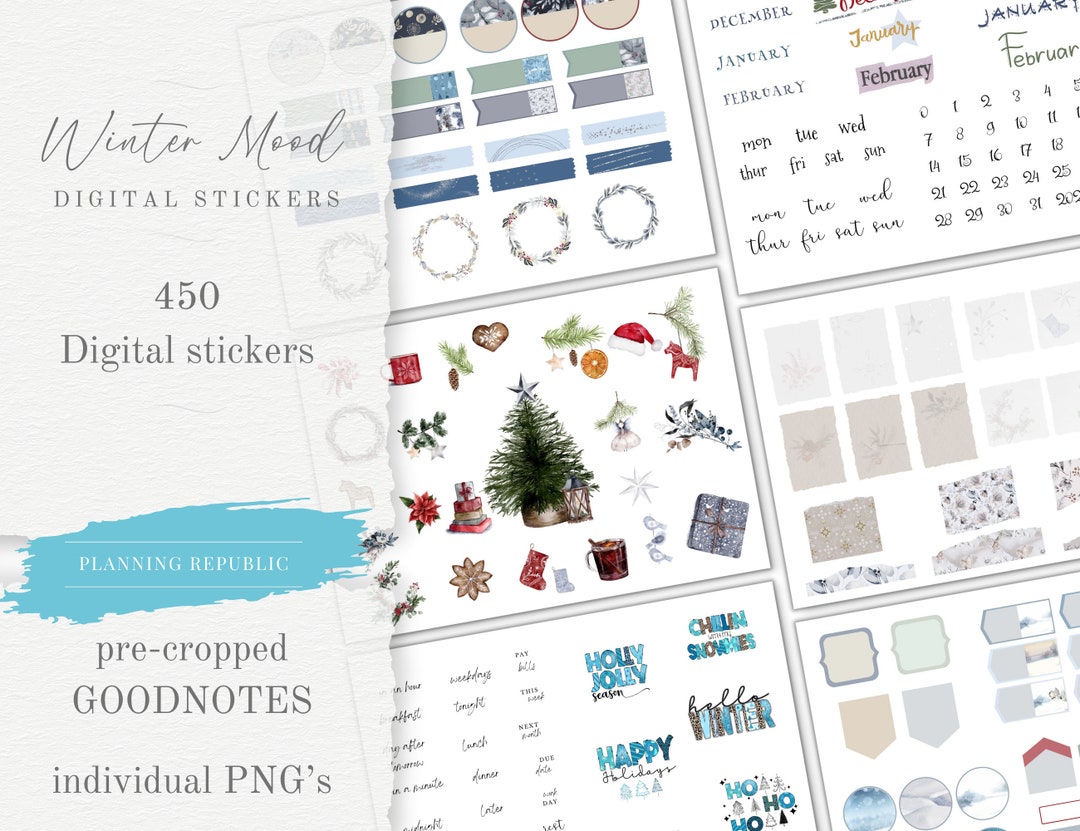Winter Mood Goodnotes Stickers | Christmas Planner PNG (digital ...