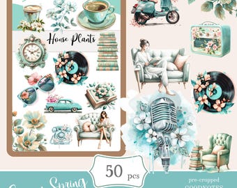 Groovy Spring Digital Stickers | GoodNotes Planner, PNG (PDF)