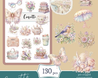 Coquette Digital Stickers | Cute Planner Stickers for Goodnotes (PNG)