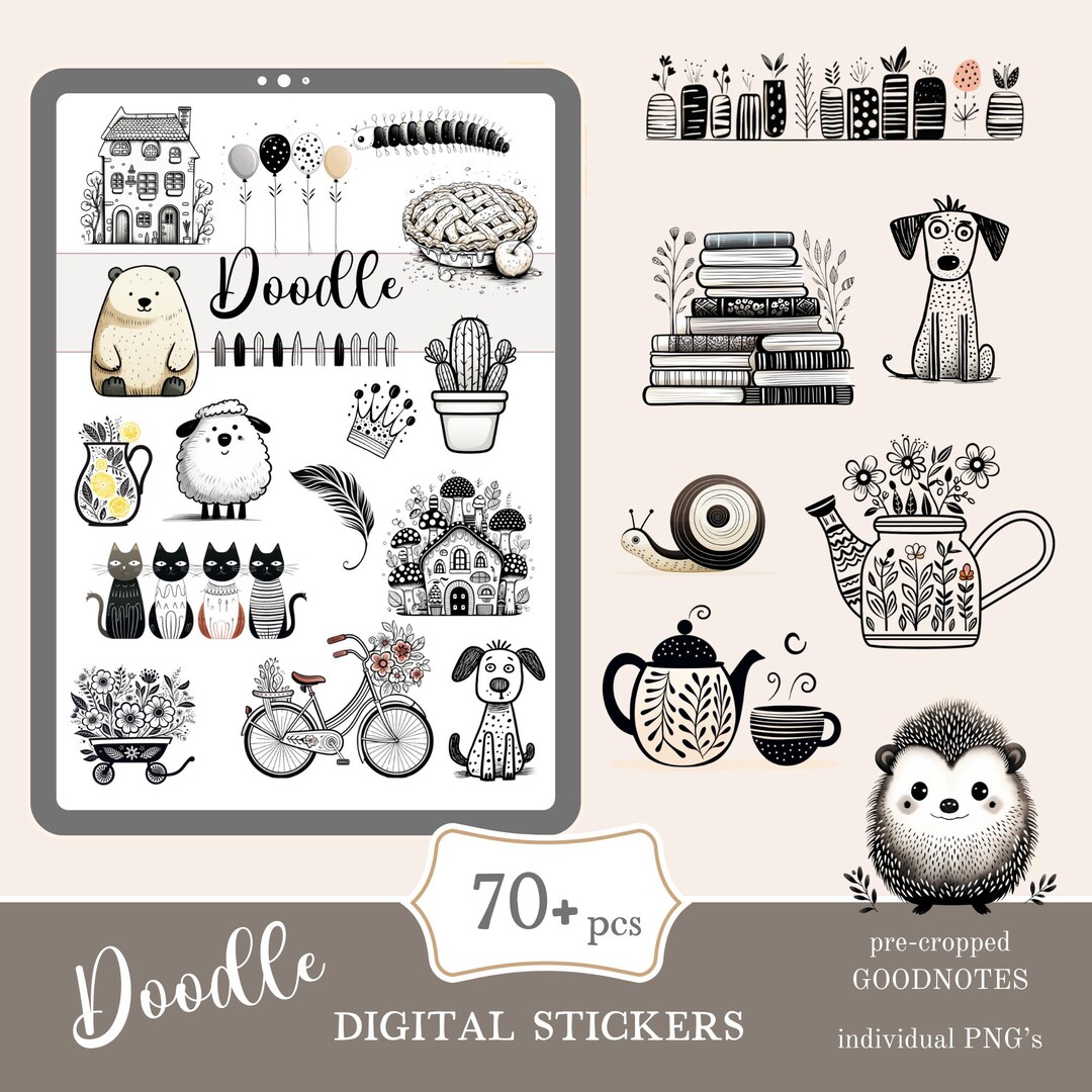 Doodle Goodnotes Stickers | Cute Digital Sticker Pack | Everyday ...