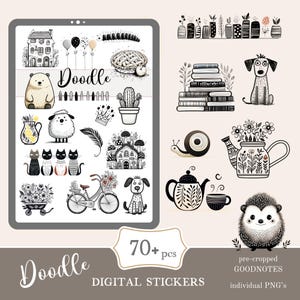 Doodle Goodnotes Stickers | cute digital sticker pack | everyday stickers download PNG | functional stickers | Notability