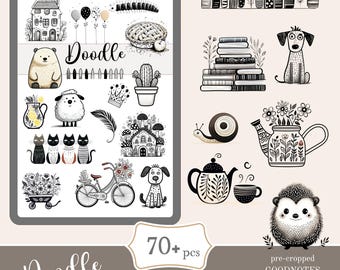 Cute Doodle Digital Stickers | Goodnotes Notability PNG (PDF)