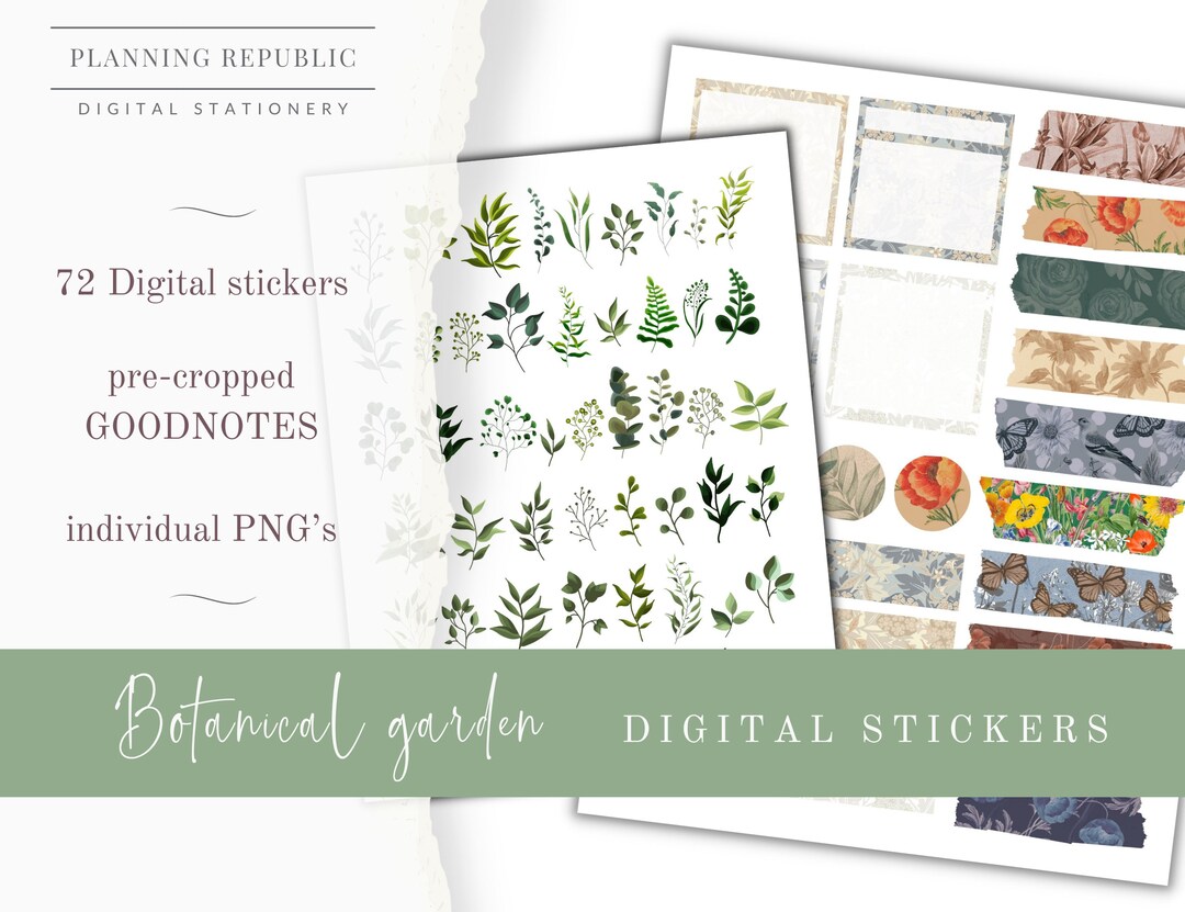 Botanical Digital Stickers | Goodnotes Planner, Clip Art (PDF) - Etsy