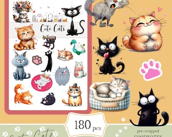 Cute Cats Goodnotes Stickers | Digital PNG Sticker Pack