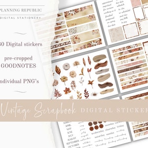 Vintage Scrapbook DIGITAL STICKERS |  Vintage Stickers | Pre-Cropped Goodnotes Stickers & Individual PNG Stickers | Digital Planner Stickers