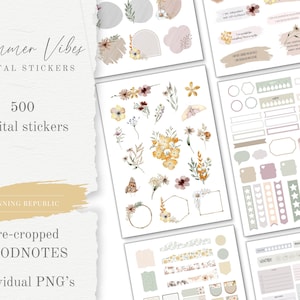 Summer Vibes Goodnotes Stickers | Summer cute digital sticker pack | stickers download PNG | functional stickers | Notability