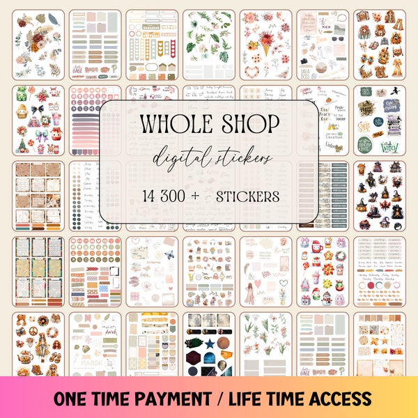 WHOLE SHOP Goodnotes Stickers | Everyday cute digital sticker pack | Stickers download PNG | Notability Scrapbooking Embellishments