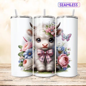 HighlandCow 20oz Tumbler Wrap, HighlandCow 20 oz Tumbler Design Seamless Sublimation Tumbler Wrap