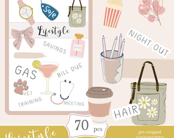 Lifestyle Digital Stickers | Goodnotes, Notability (PNG, PDF)