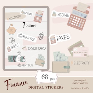 Finance Goodnotes Stickers | cute digital sticker pack | everyday stickers download PNG | functional stickers | Notability