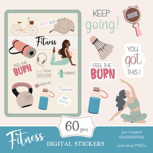 Fitness Goodnotes Stickers | cute digital sticker pack | everyday stickers download PNG | functional stickers | Notability