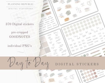 DAY to DAY Stickers, Everyday Stickers for Goodnotes, Ultimate Neutral Digital Sticker, Pre-cropped Goodnotes, Planner Stickers
