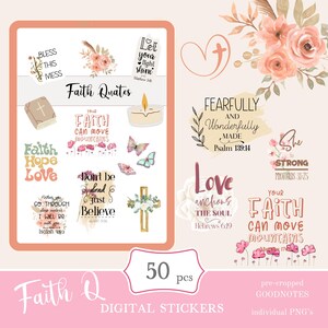 Faith Quotes Goodnotes Pegatinas / lindo paquete de pegatinas digitales / pegatinas diarias descargar PNG / pegatinas funcionales / Notabilidad
