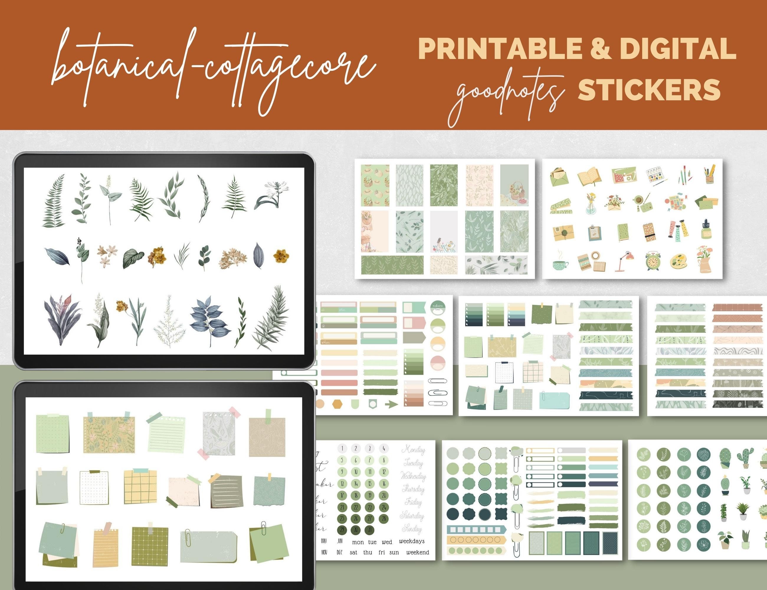 botanical cottagecore goodnotes digital sticker set etsy