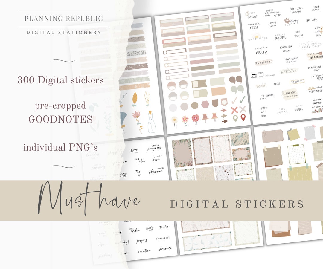 Neutral Digital Stickers, Functional Planner Stickers, Goodnotes Pre ...