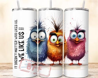 Funny Bird Tumbler Wrap: Seamless Sublimation Design (20oz)