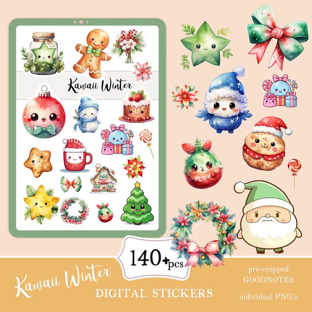 Winter Kawaii Goodnotes Stickers | Cute Digital Sticker Pack | Kawaii ...