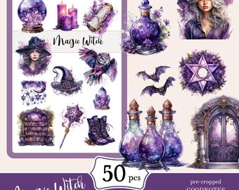 Witch Digital Stickers | Cute Planner Stickers for Goodnotes (PNG, PDF)