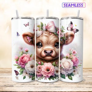 HighlandCow 20oz Tumbler Wrap, HighlandCow 20 oz Tumbler Design Seamless Sublimation Tumbler Wrap