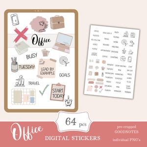 Office Goodnotes Stickers | cute digital sticker pack | everyday stickers download PNG | functional stickers | Notability