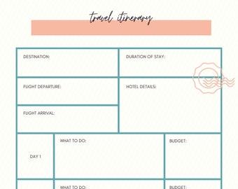 Pink Travel Itinerary, Travel Planner, GoodNotes Planner