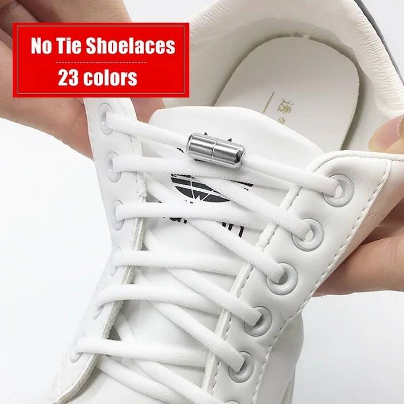 Lacets en caoutchouc plus de fixation de chaussures sans attache lacets élastiques hommes femmes chaussures de sport Weiß