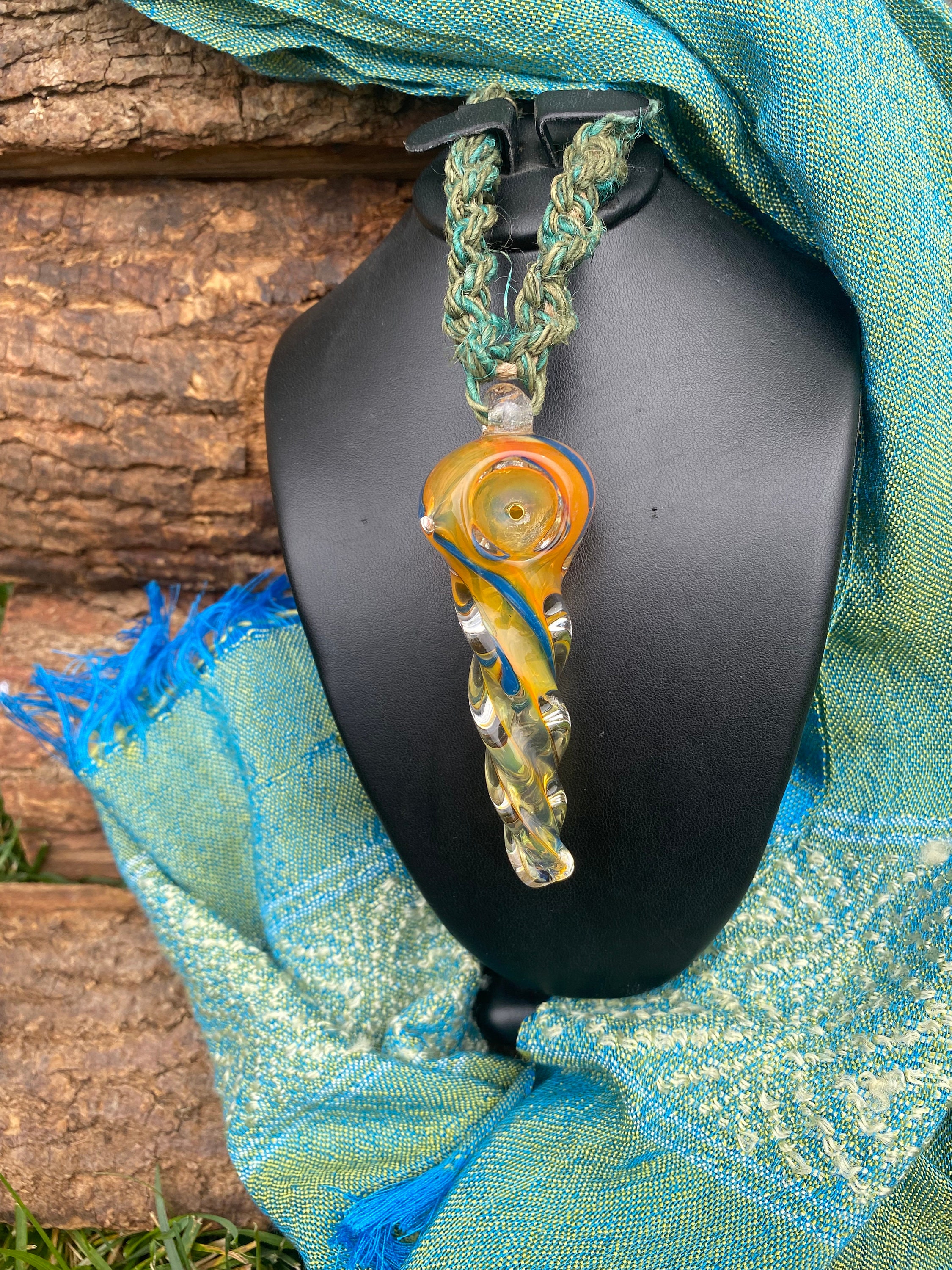Glass Pipe With Hemp Necklace Etsy