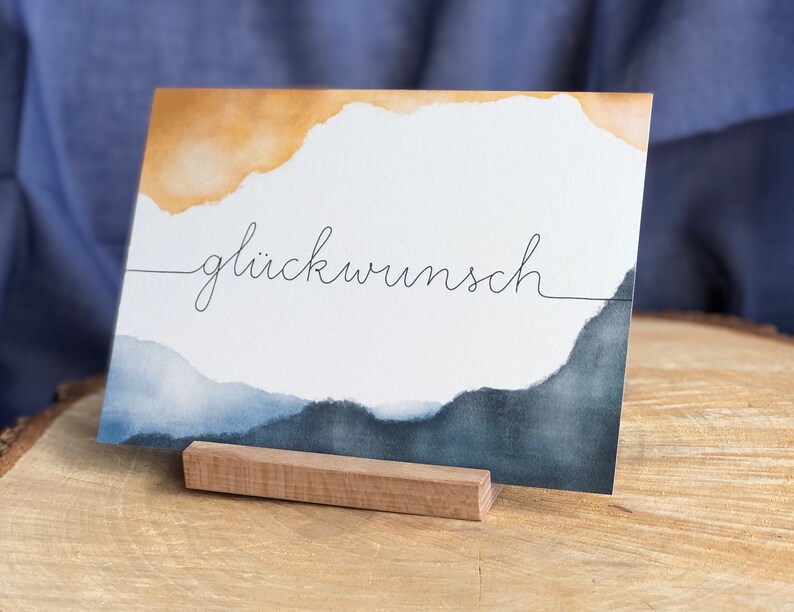 Postkarte Glückwunsch Gratulationskarte für Geburtstag, Geburt, Abschluss, herzliche Glückwünsche. Aquarelloptik mit Handlettering, Bild 5