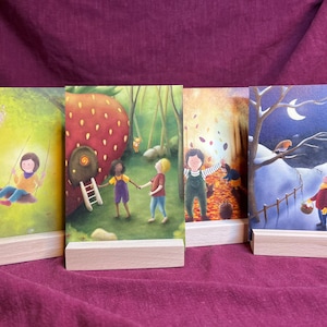Illustrations-Kartenset „Jahreszeiten“ Frühling, Sommer, Herbst und Winter. Postkarten Wanddekoration Geschenk Jahreszeitentisch
