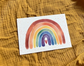 Postkarte „Regenbogen“ | ein zarter Regenbogen mit Sprenkeln in wunderschönen Farben.