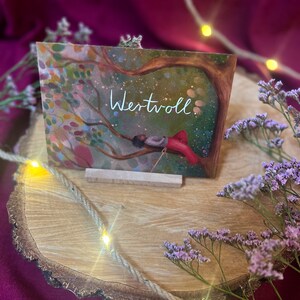 Postkarte „Wertvoll.“ | Baumbotschaften 5: Ein liebevoll illustriertes Affirmationsmotiv über Wert ohne Leistung.