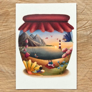 Postkarte „Marmeladenglasmomente“ | dein persönlicher Ruheort. Eine Glücksinsel. Ermutigung, Natur, Meer, Freundschaft, Achtsamkeit, Liebe.
