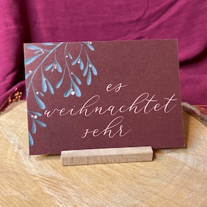 Postkarte „Es weihnachtet sehr“ | Weihnachtskarte Advent Dekoration Geschenk Mistelzweig Handlettering Weihnachten Christmas Kranz