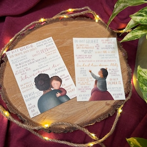 Postkartenset „Botschaften für Kinder 1+2“ |Zwei Postkarten mit 36 liebevollen Sätzen und warmen Illustrationen.