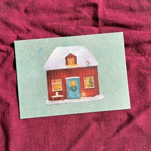 Postkarte "Weihnachtshaus" | Eine wunderschöne Illustration vom winterlichen Ruheort.