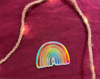 Sticker „Regenbogen“ | Ein hochwertiger holographischer Sticker mit Regenbogeneffekt - zur Personalisierung von Handy, Fahrrad, Laptop usw.