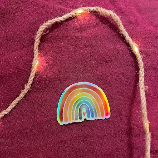Sticker „Regenbogen“ | Ein hochwertiger holographischer Sticker mit Regenbogeneffekt - zur Personalisierung von Handy, Fahrrad, Laptop usw.