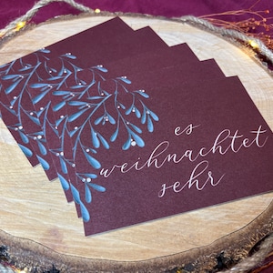 Set aus 5 Weihnachtskarten „es weihnachtet sehr“ | Mistelzweig Handlettering Postkarte Illustration Advent Geschenk Weihnachten Dekoration