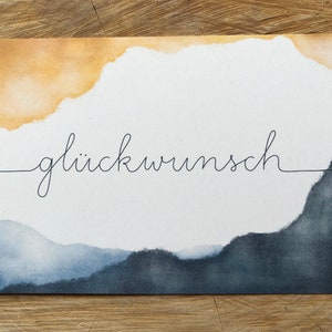 Postkarte Glückwunsch Gratulationskarte für Geburtstag, Geburt, Abschluss, herzliche Glückwünsche. Aquarelloptik mit Handlettering, Bild 2