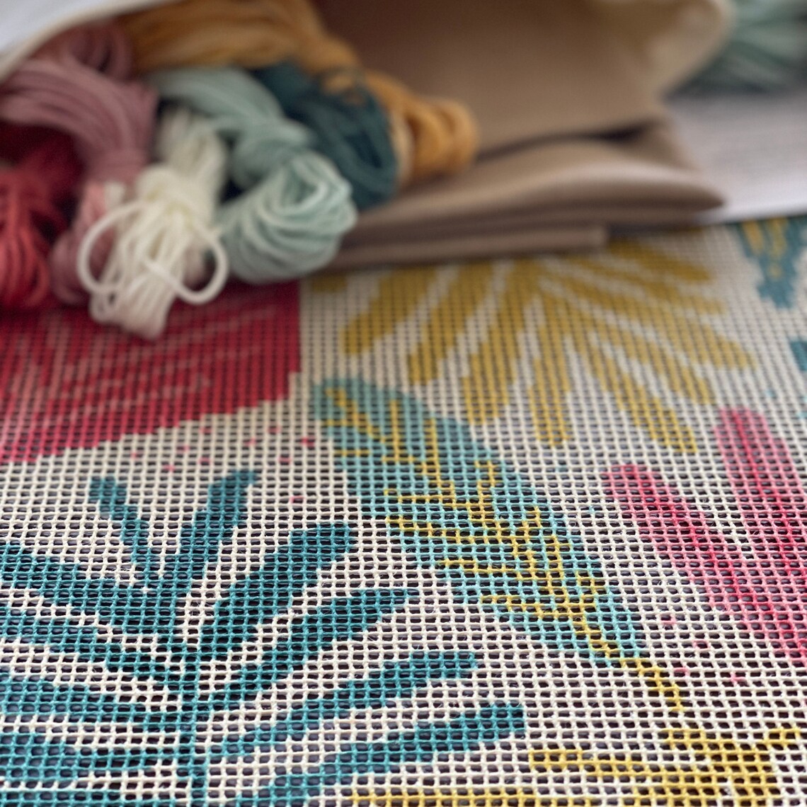 Needlepoint Pillow Kit DIY Floral Leaves winter Tapestry | Etsy