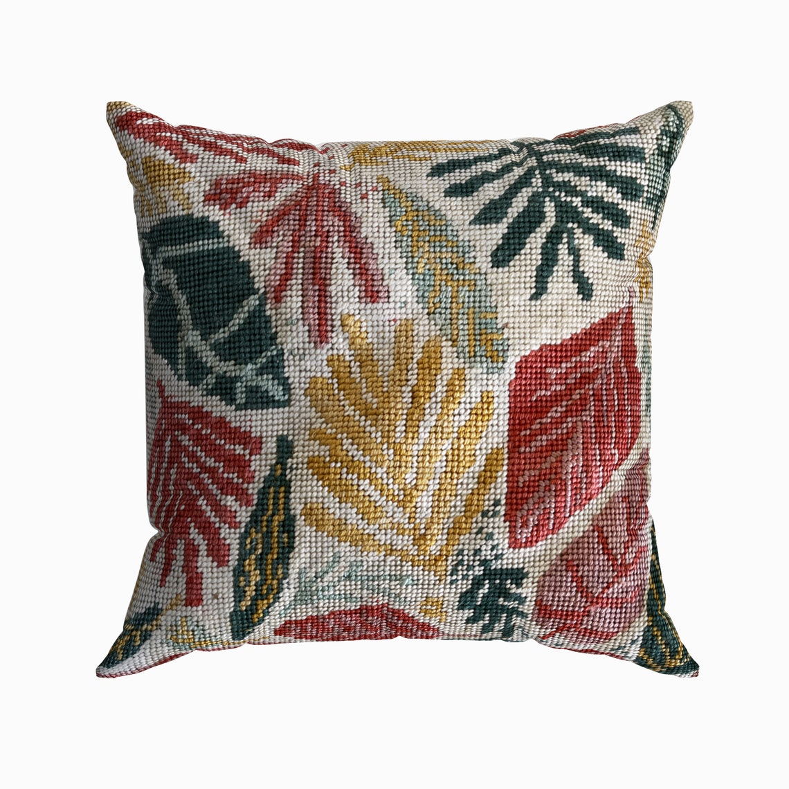 Needlepoint Pillow Kit DIY Floral Leaves winter Tapestry Etsy