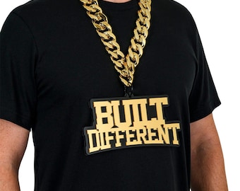 Built Different Chromatic Black and Gold Acrylic Turnover Chain