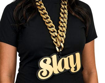 Slay Black and Gold Acrylic Turnover Necklace