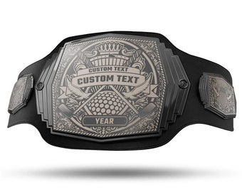 Golf Champion 6lb Engraved Championship Belt - Gunmetal Gray | Golf Champ Trophy, Custom Golf Trophy, Putting Green, Sports, Custom Belt