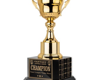 15" Gold Cup Perpetual Fantasy Football Trophy | Fantasy Football Trophy, Award Winner, League Trophy, FFL Trophy, Sports Season Champion