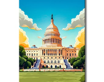Wandkunst aus Metall: DC Capatom Building Wahrzeichen von Washington