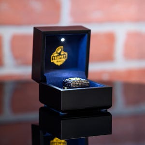 TrophySmack Lux Ring Box | Light-Up Display Case | Fits Most Championship Rings | Football, Baseball, Soccer, Basketball, Softball