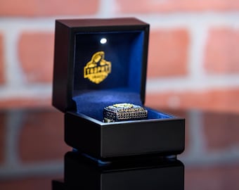 TrophySmack Lux Ring Box | Light-Up Display Case | Fits Most Championship Rings | Football, Baseball, Soccer, Basketball, Softball
