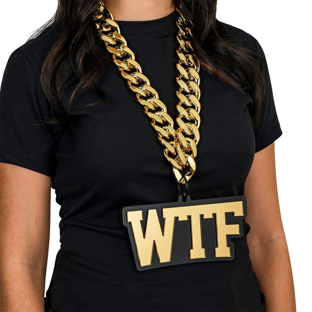 Jumbo WTF Black and Gold Acrylic Turnover Necklace - Etsy