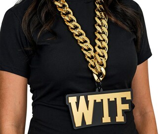 Jumbo WTF Black and Gold Acrylic Turnover Necklace